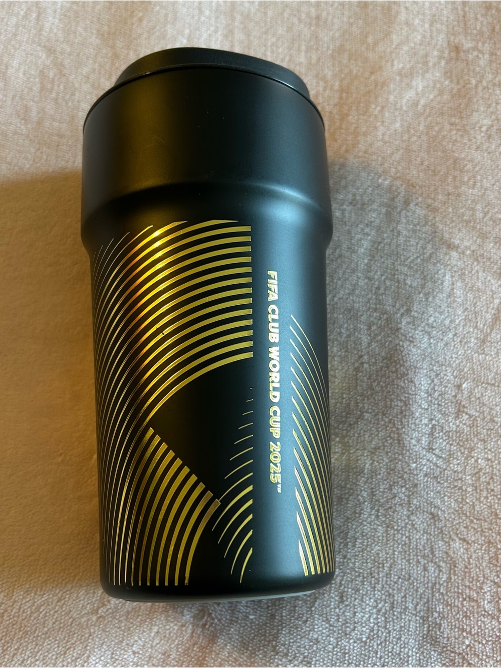 FIFA Club World Cup 2025 black and gold stainless steel tumbler